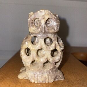 Owlet‎ Inside Owl Hand Carved Soapstone 3"